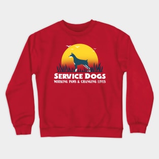 Service Dogs Working Paws Changing Lives Service Animals Crewneck Sweatshirt